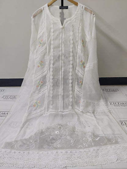 White Cut Panel Cutwork 3pc