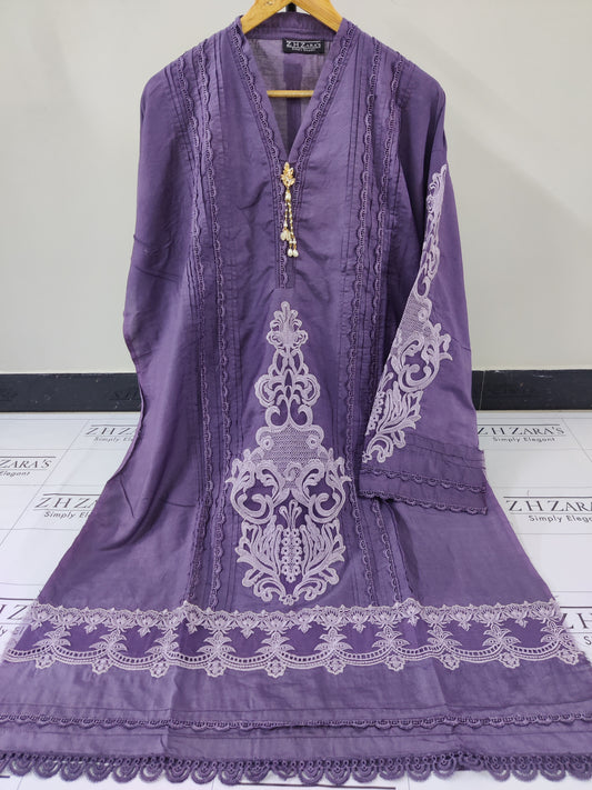 Smoky Lavender Cotton Silk 3pc