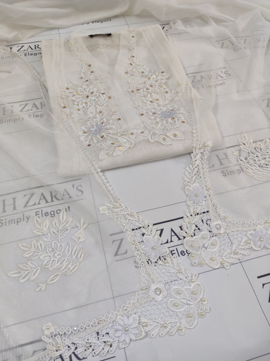 White Cutwork Handwork 2pc