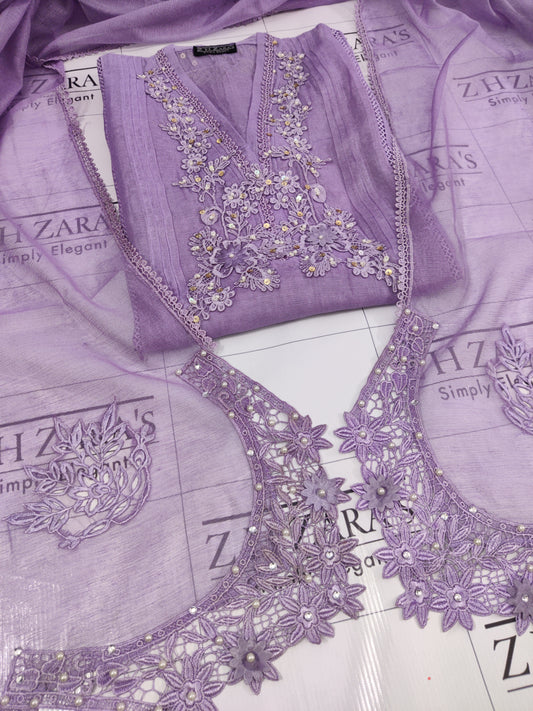 Purple Cutwork Handwork 2pc