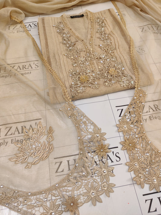 Coffee Beige Cutwork Handwork 2pc