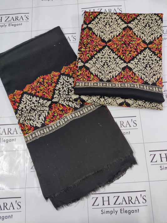 Black Embroidered Pashmina 3pc