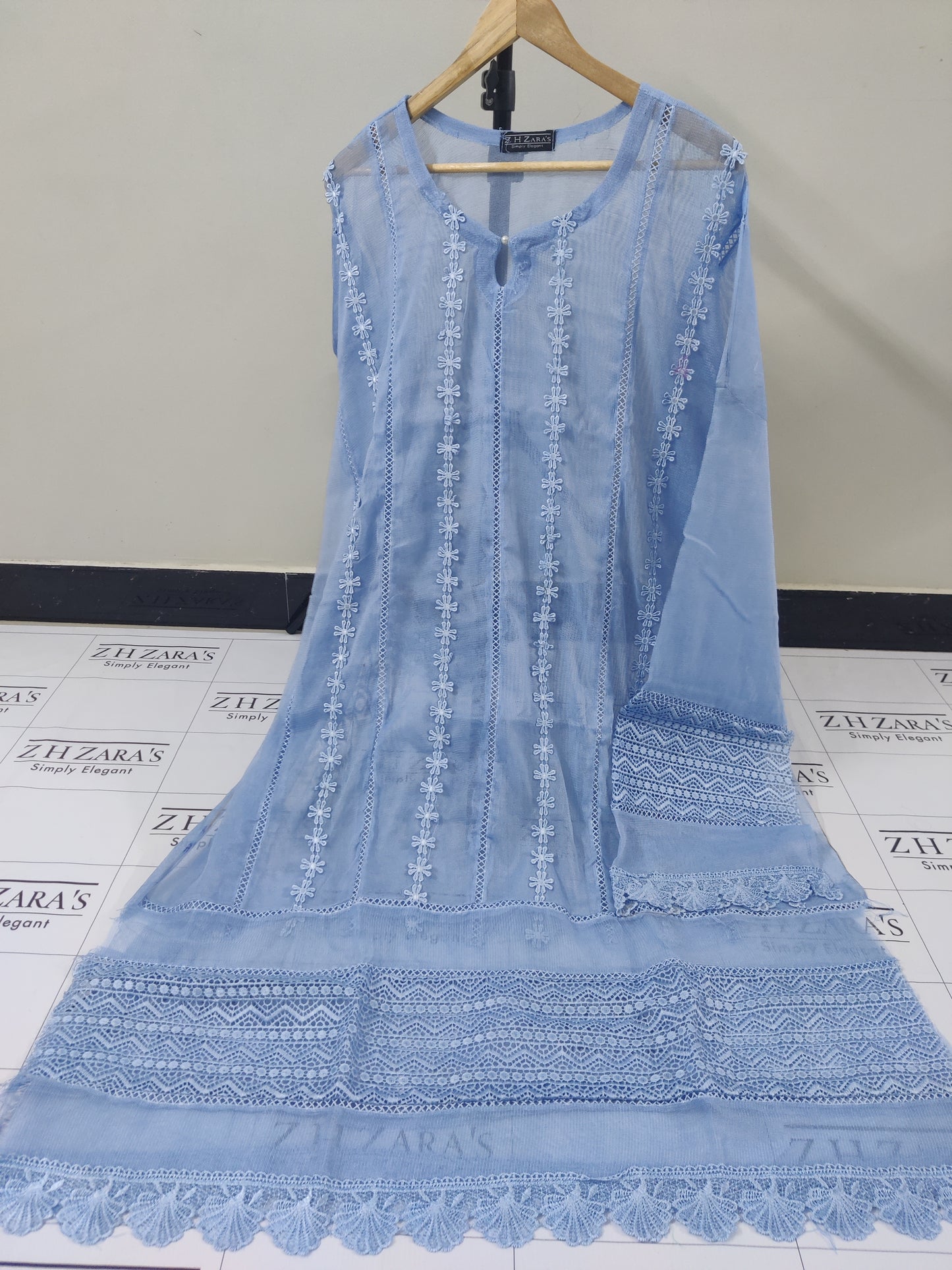 Heavy duppatta 3pc Ocean Blue