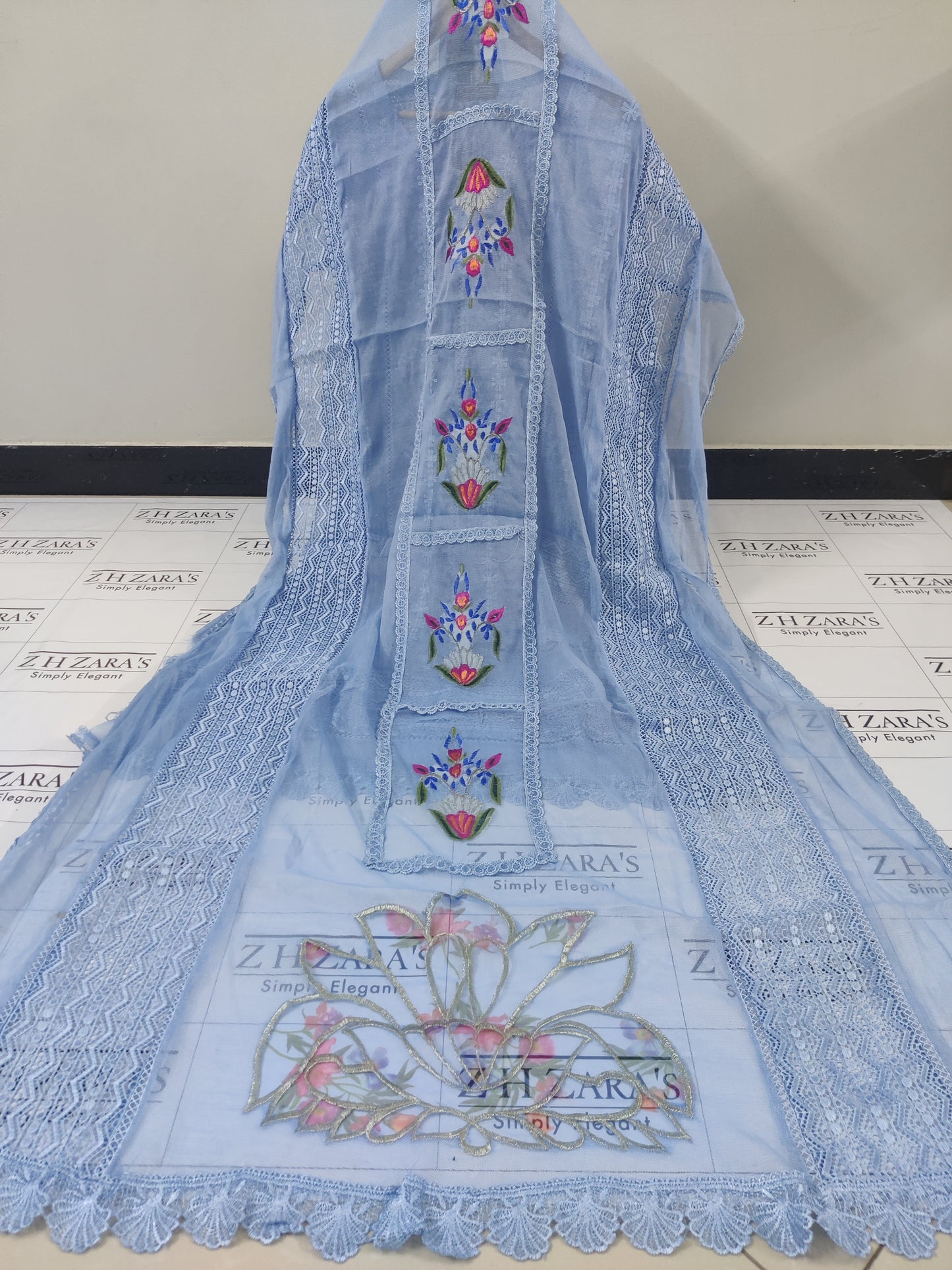 Heavy duppatta 3pc Ocean Blue