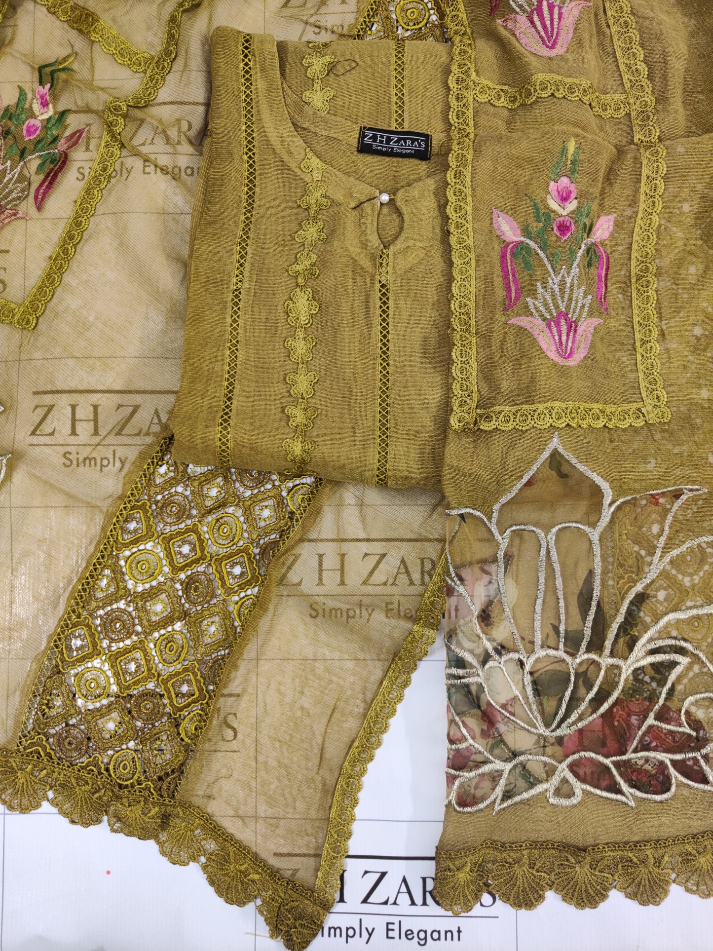 Heavy duppatta 3pc Dhani Mustard