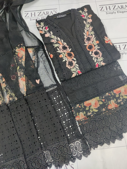 Luxury Lawn Black 3pc