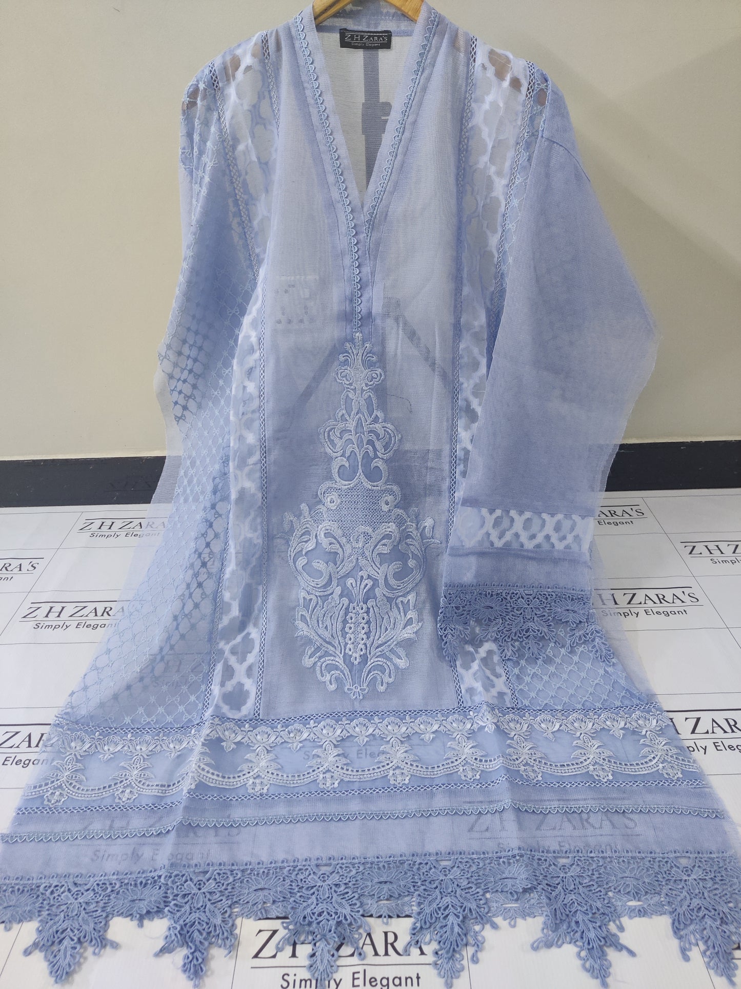 Ice Blue Broshia Cutwork 2pc