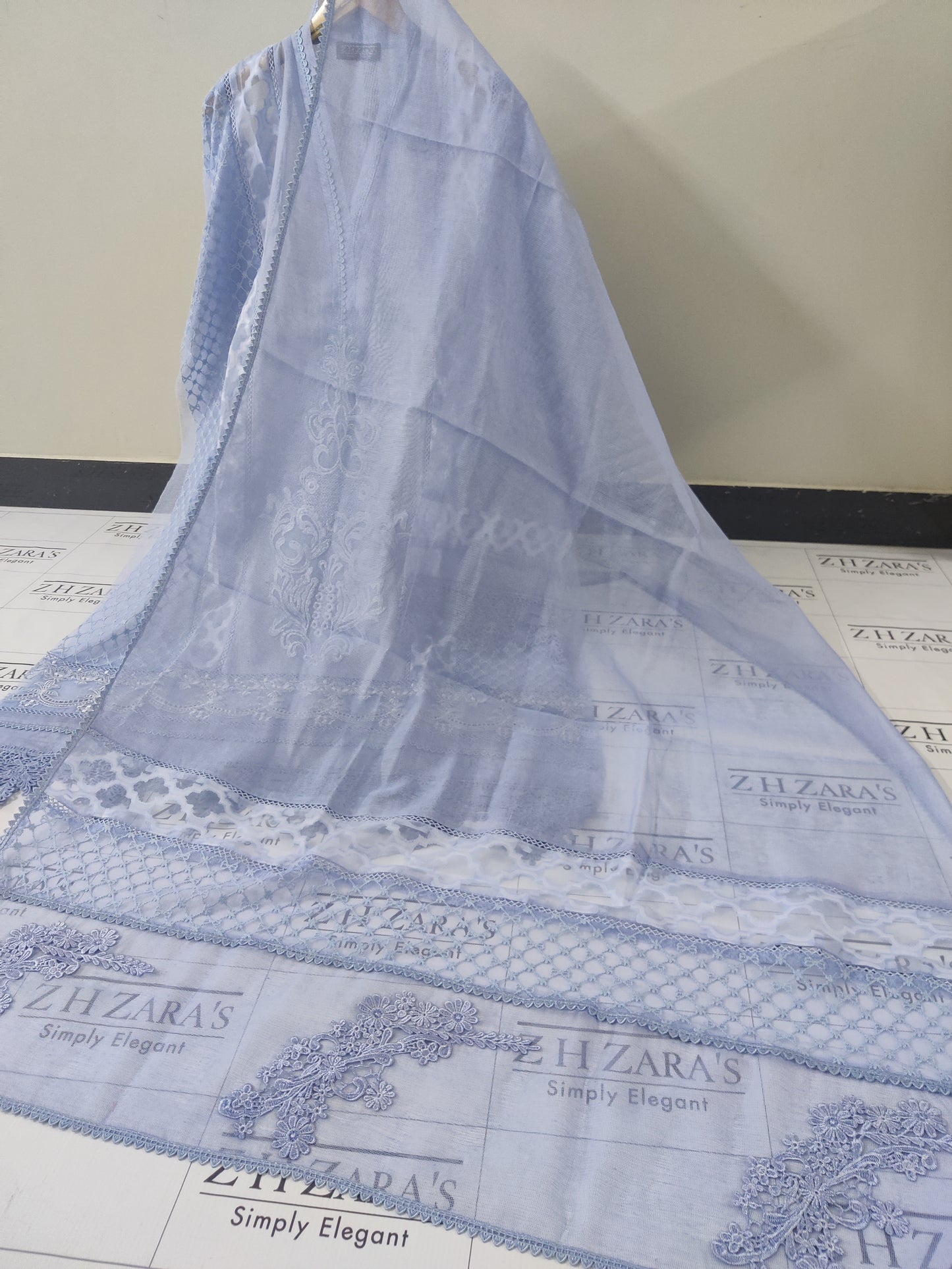 Ice Blue Broshia Cutwork 2pc