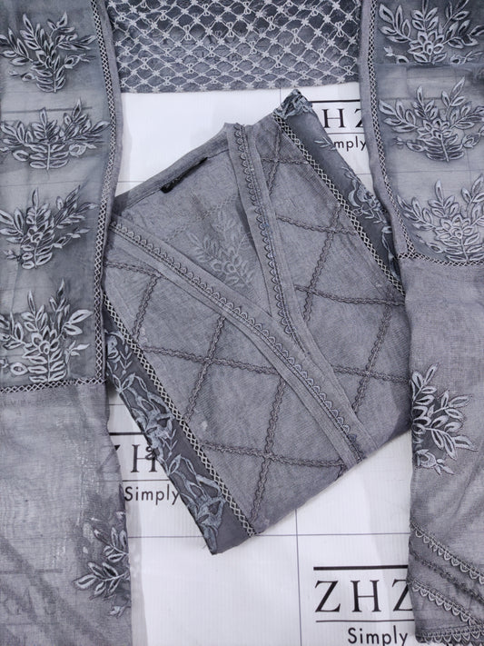 Duppata Cutwork Grey 2pc