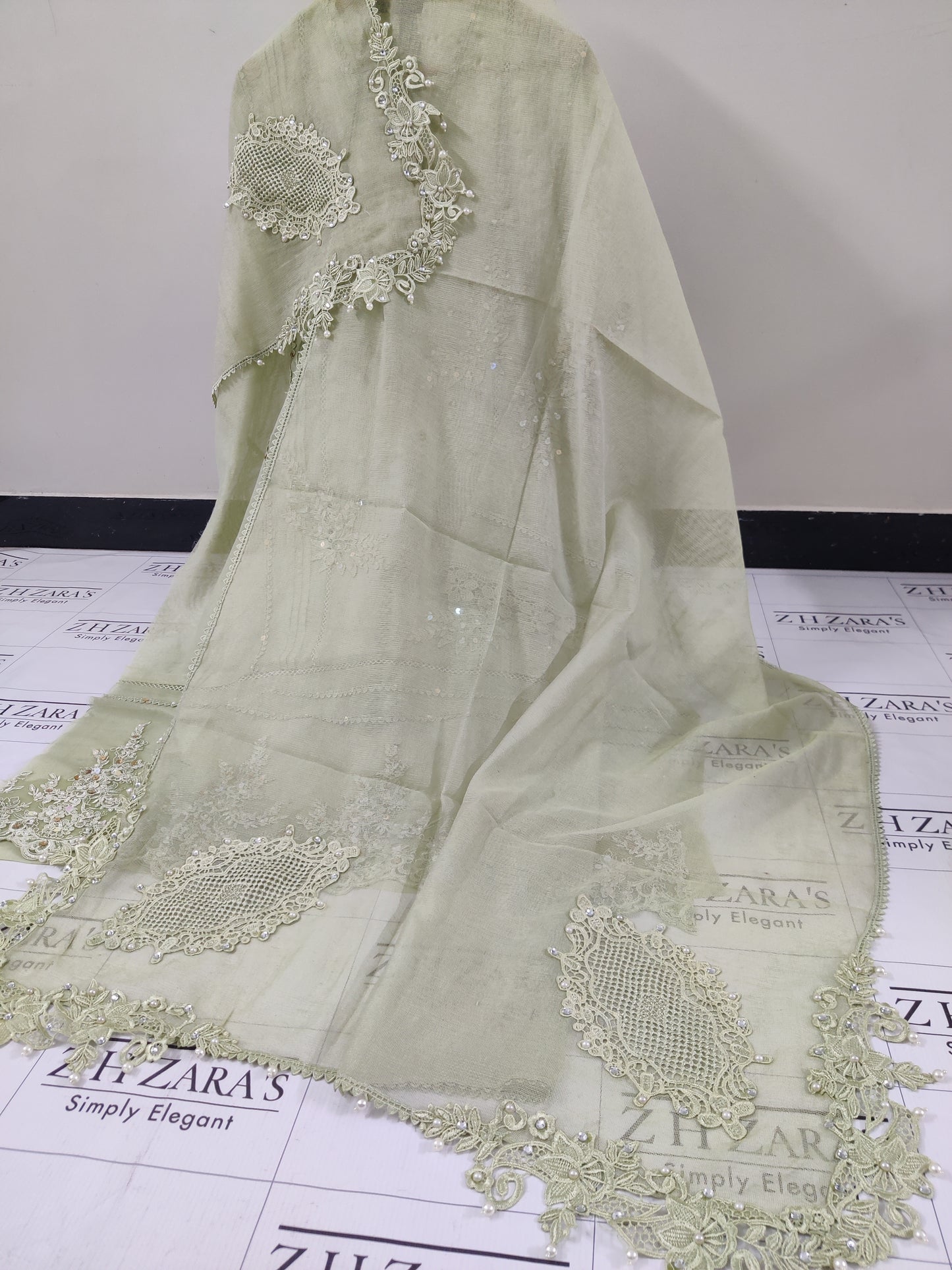 Mint Green Cutwork Handwork 2pc