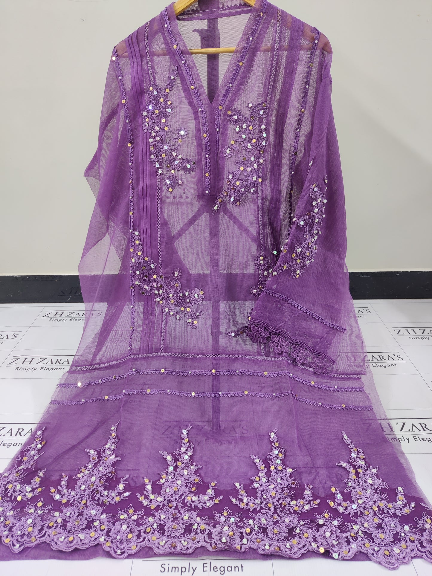Purple Cutwork Handwork 2pc