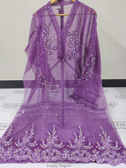 Purple Cutwork Handwork 2pc