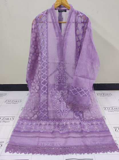 Lilac Purple Broshia Cutwork 2pc