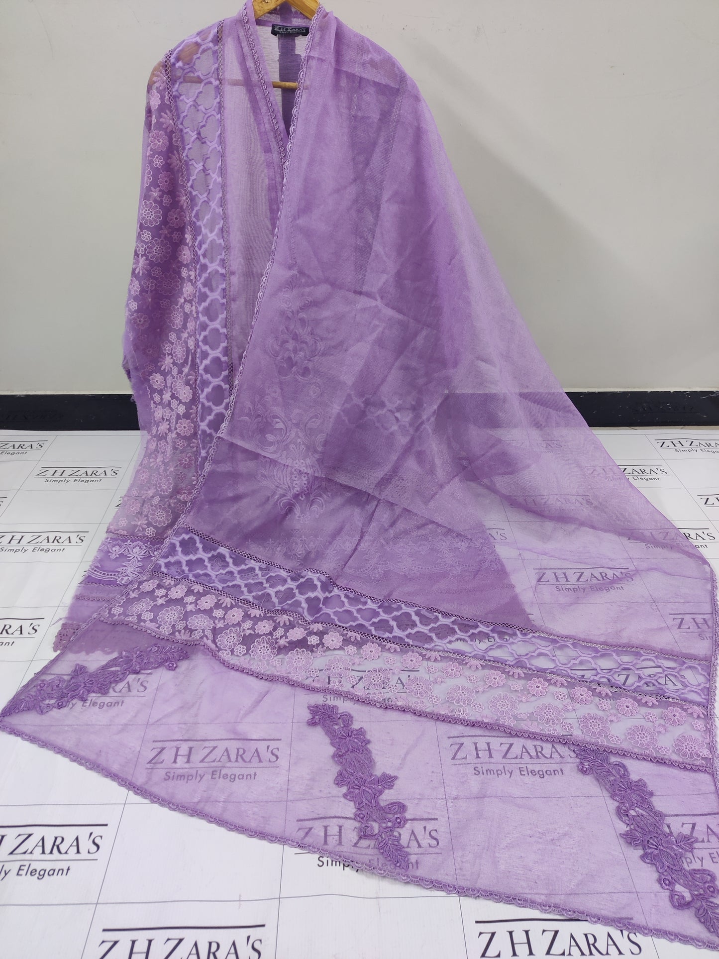 Lilac Purple Broshia Cutwork 2pc
