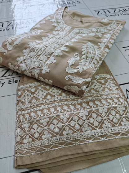 Beige Anchor Kaftan 2pc