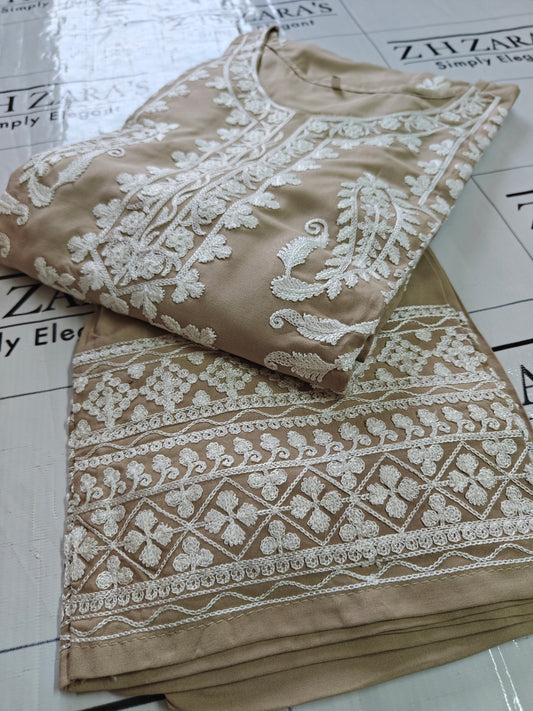 Beige Anchor Kaftan 2pc