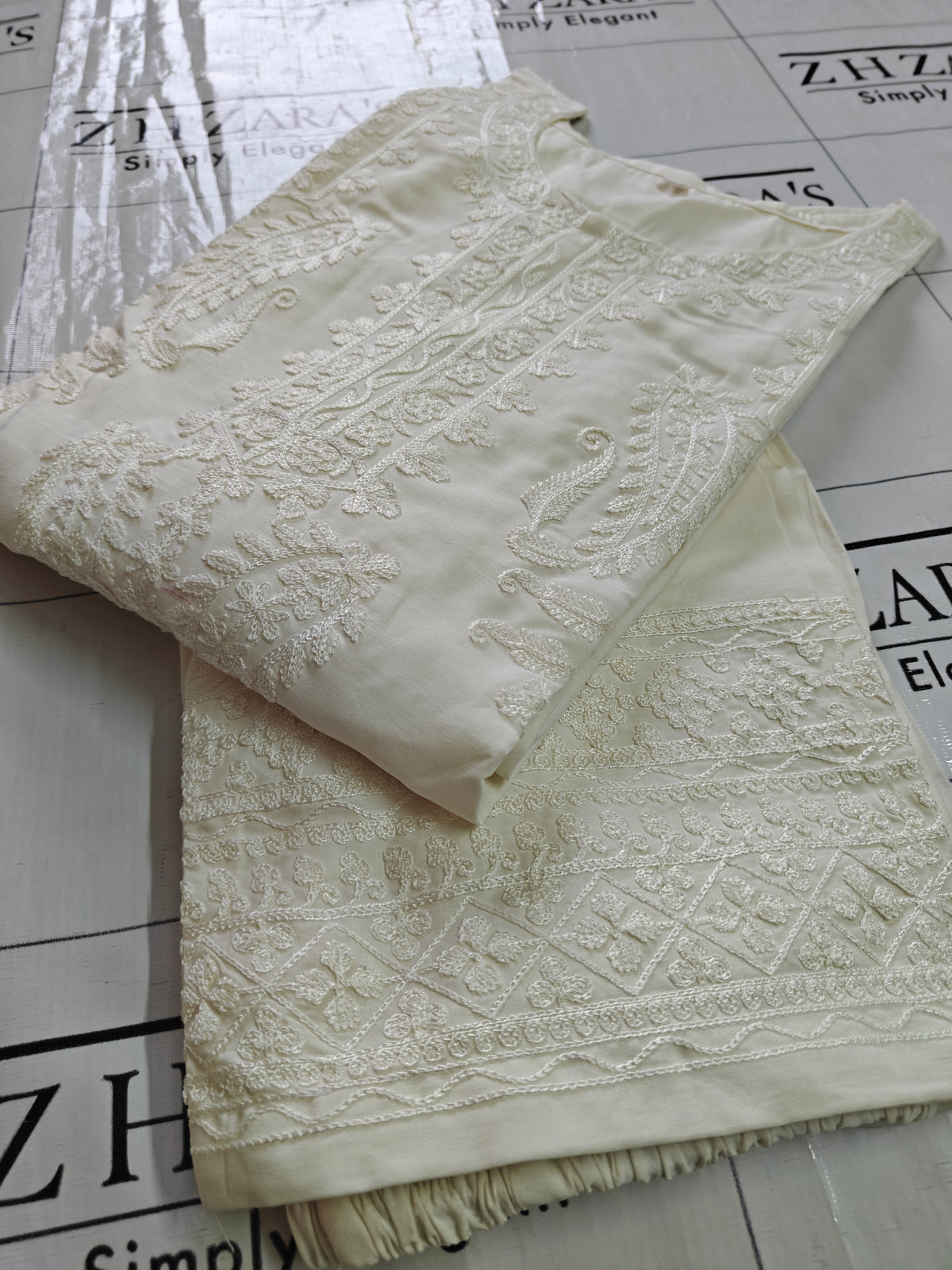 Pearl White Anchor Kaftan 2pc