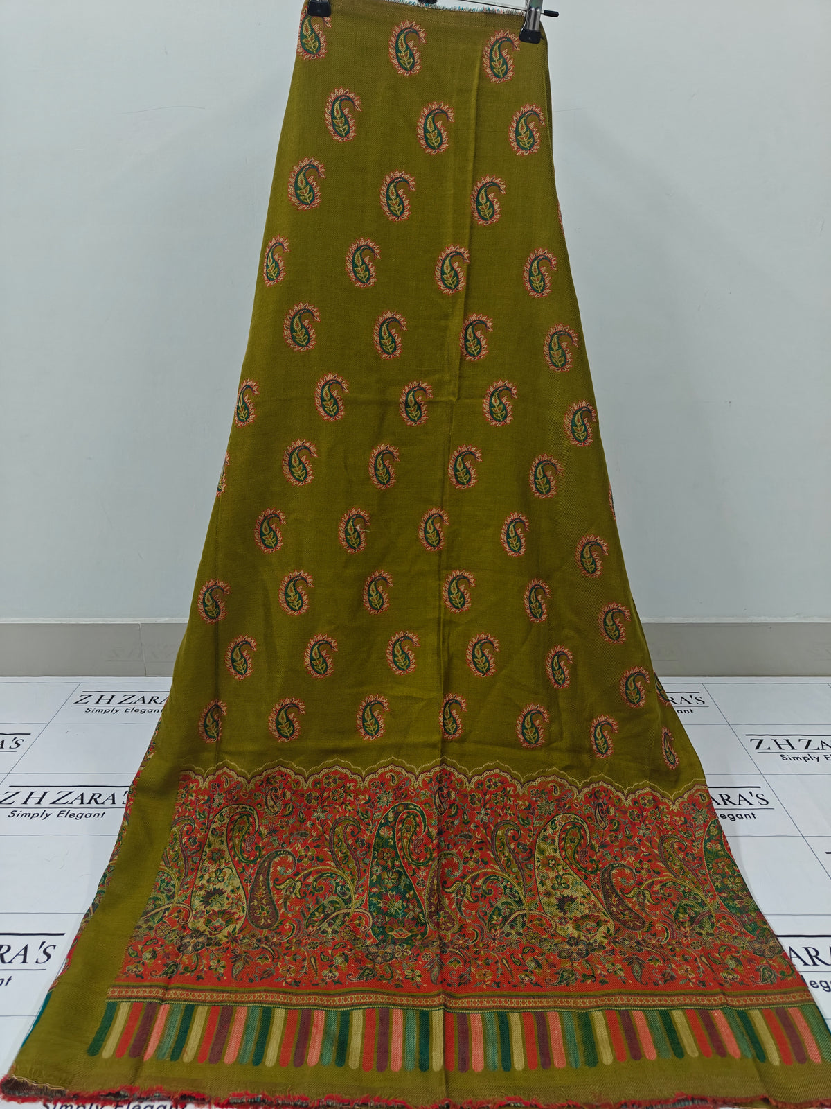 Dhani Green Full Kani Pashmina 3pc