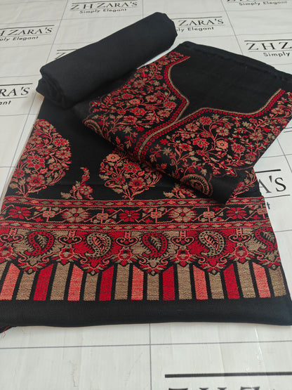 Gala Jaal Black Pashmina 3pc