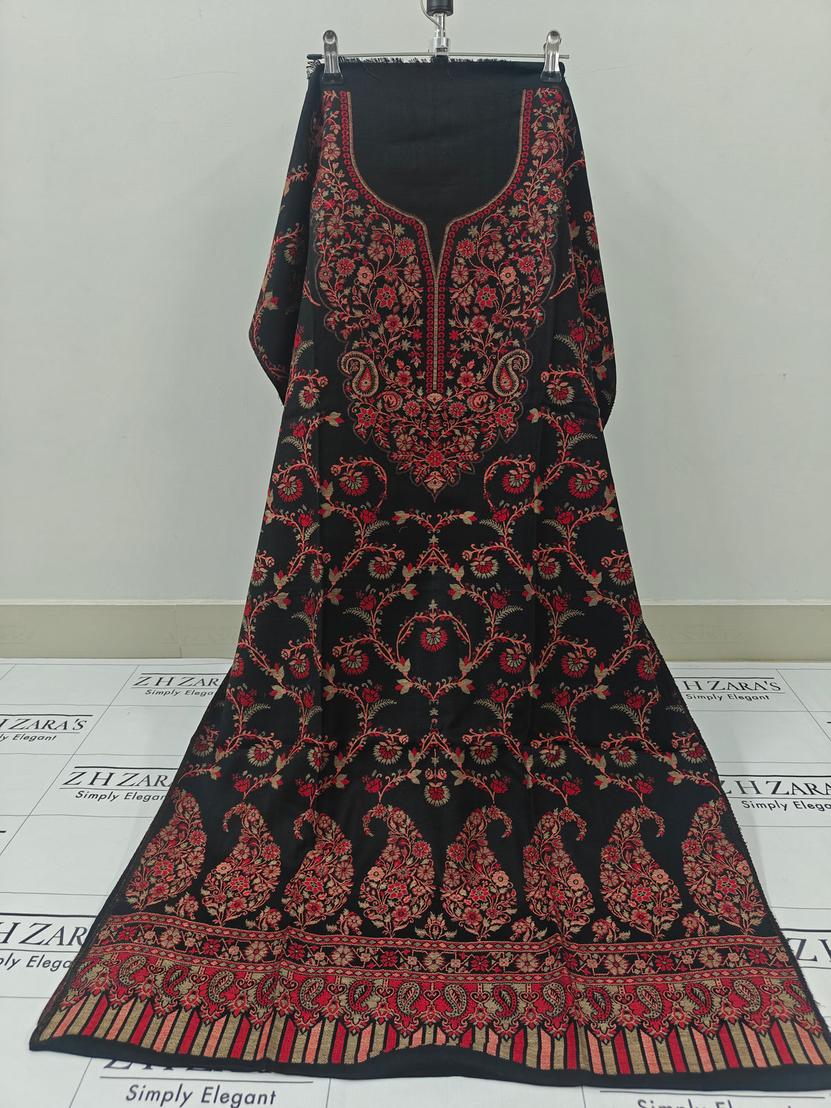 Gala Jaal Black Pashmina 3pc