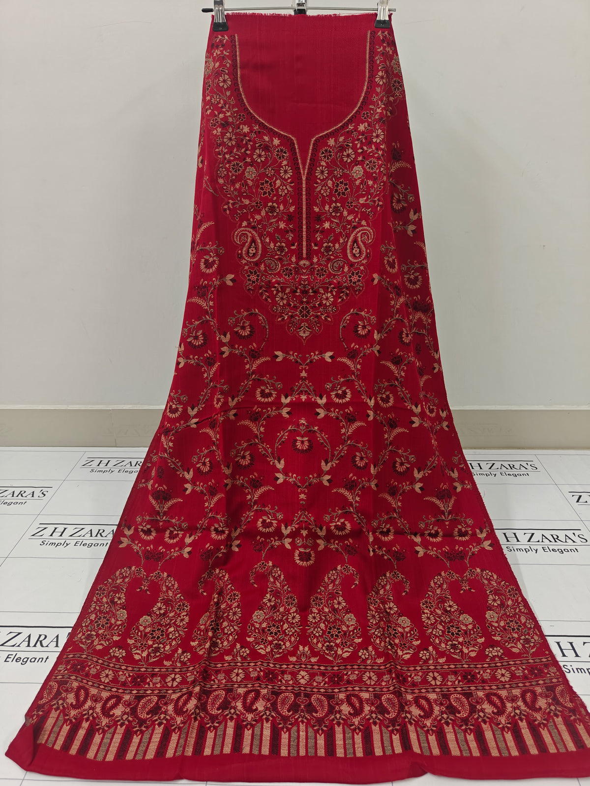 Gala Jaal Maroon Pashmina 3pc