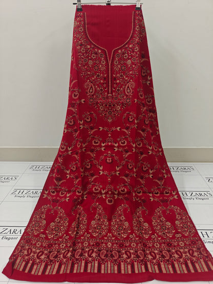 Gala Jaal Maroon Pashmina 3pc