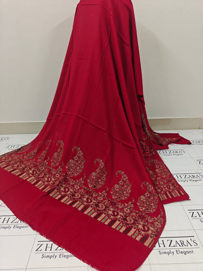 Gala Jaal Maroon Pashmina 3pc