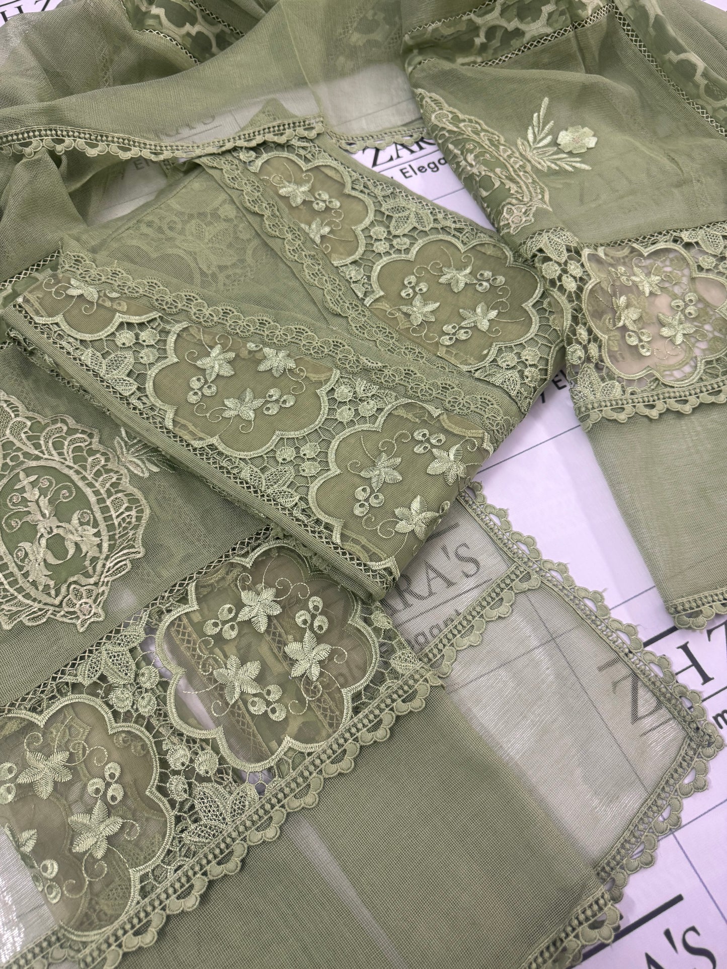 Olive Mint Green Noor 2pc