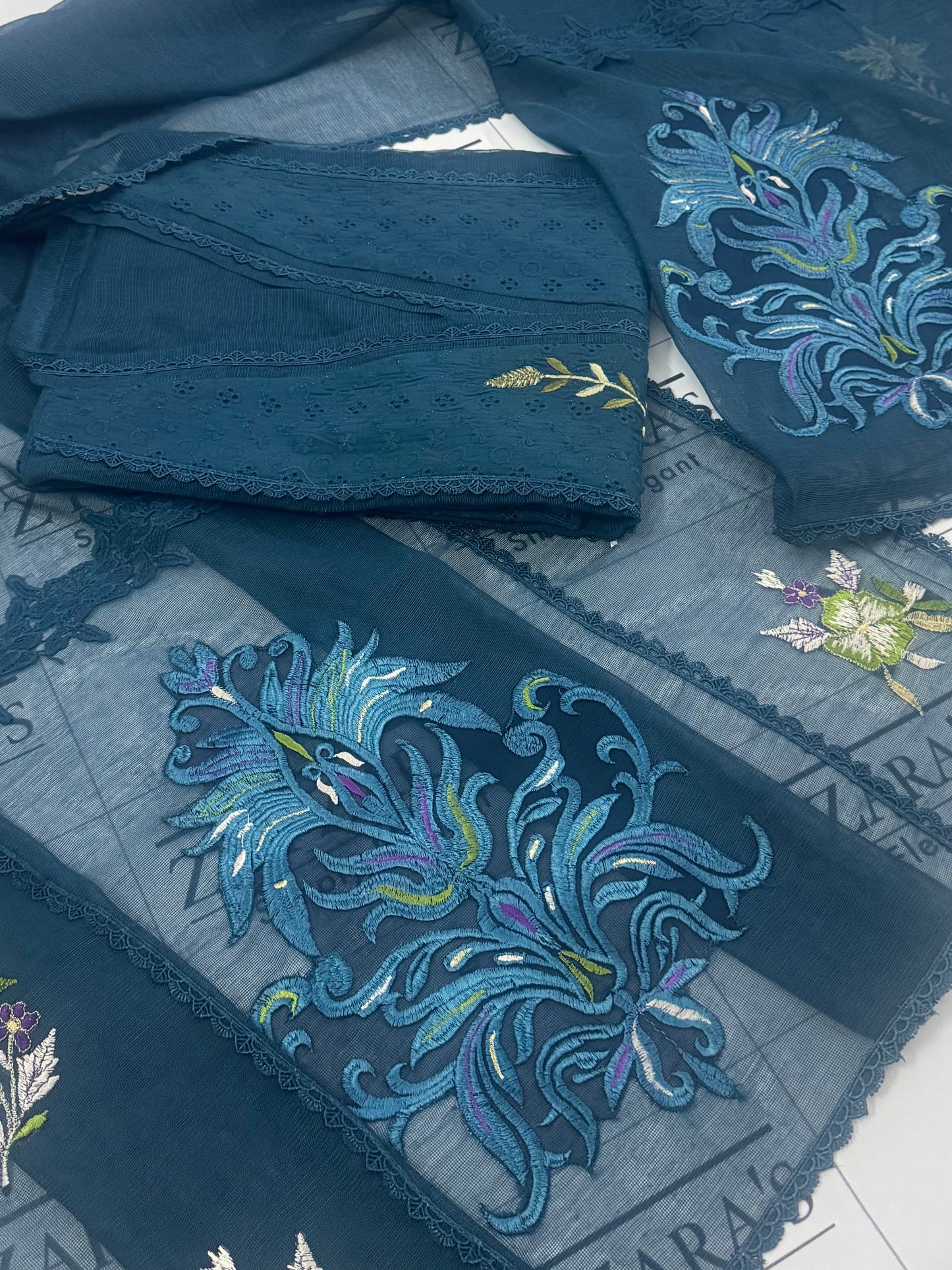 Peacock Blue Falak 3pc