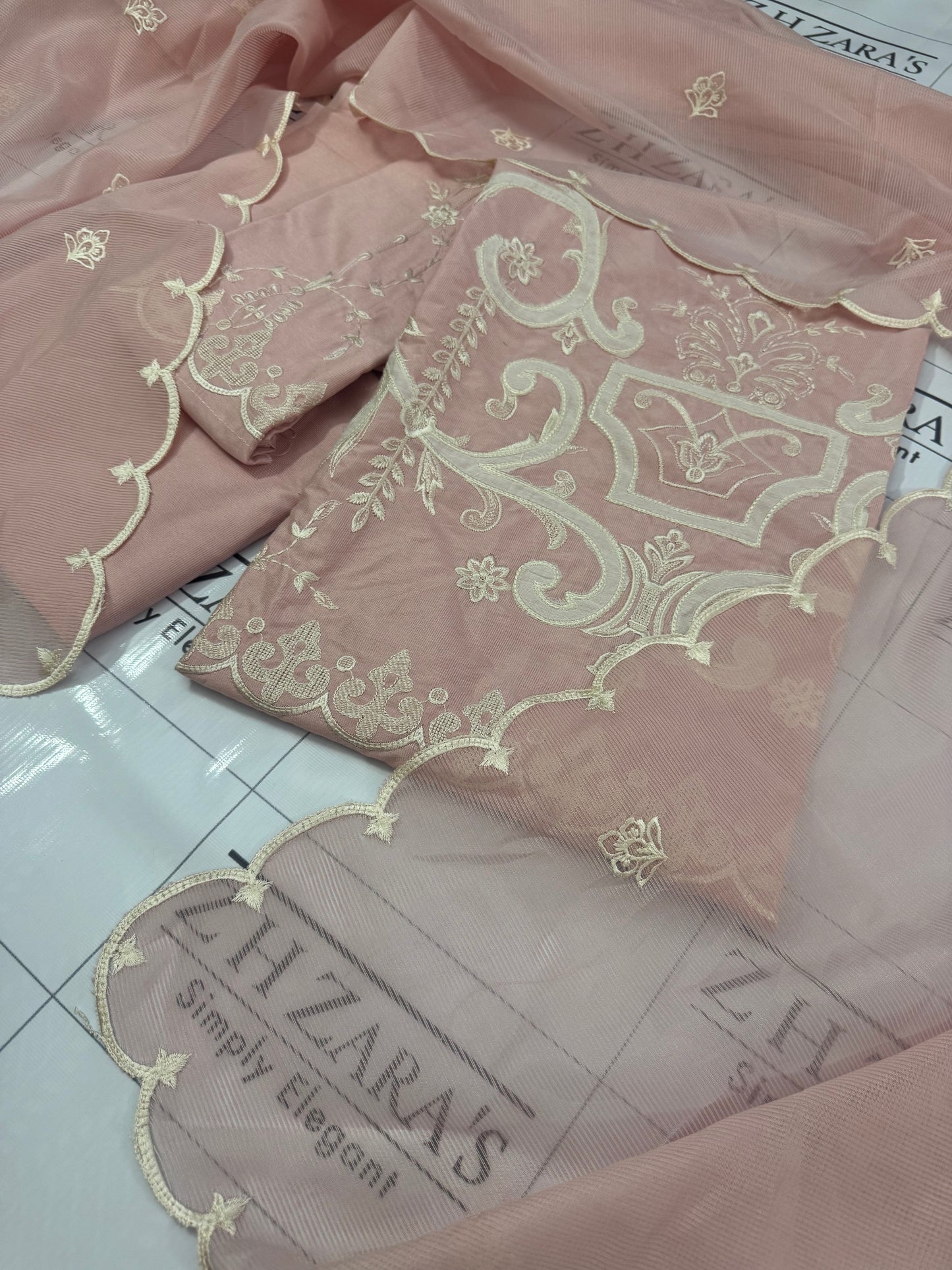 Tea Pink Noor E Zar 3pc