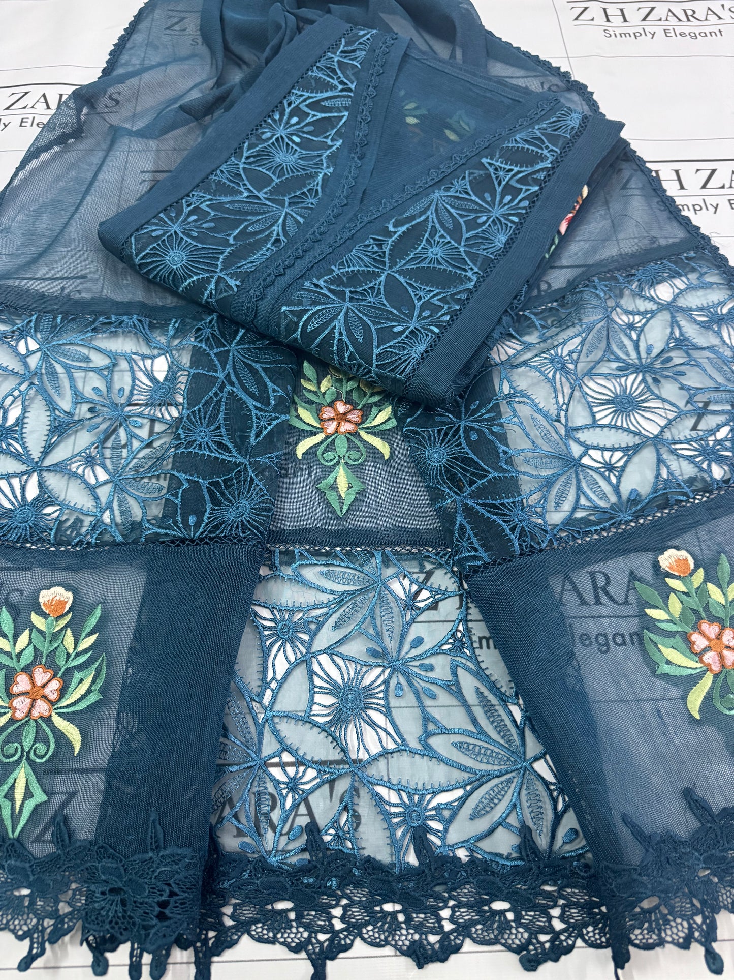 Peacock Blue Crochet 3pc