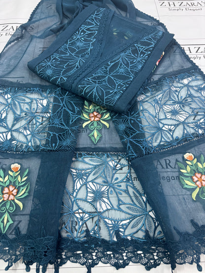 Peacock Blue Crochet 3pc