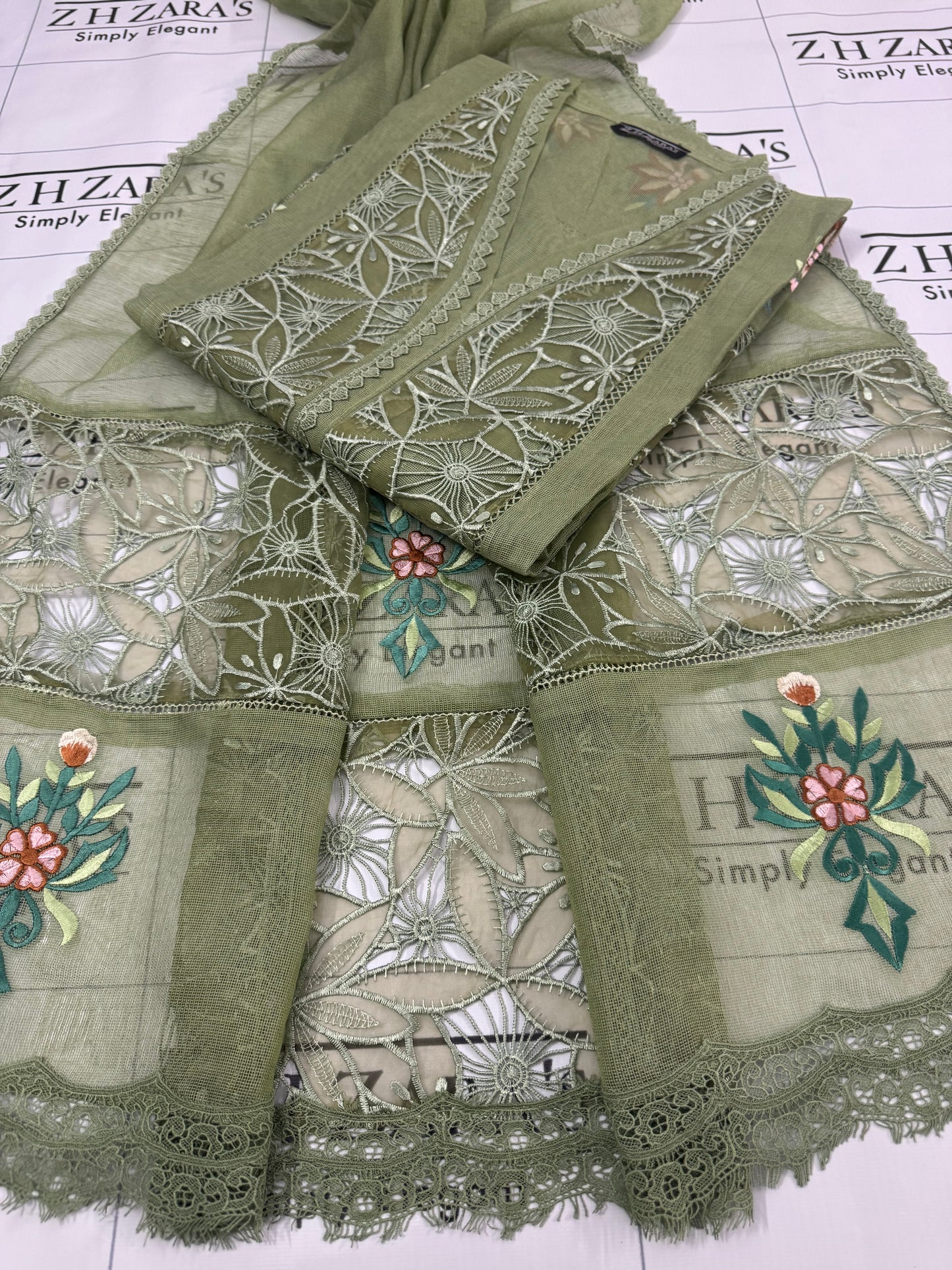 Olive Mint Green Crochet 3pc