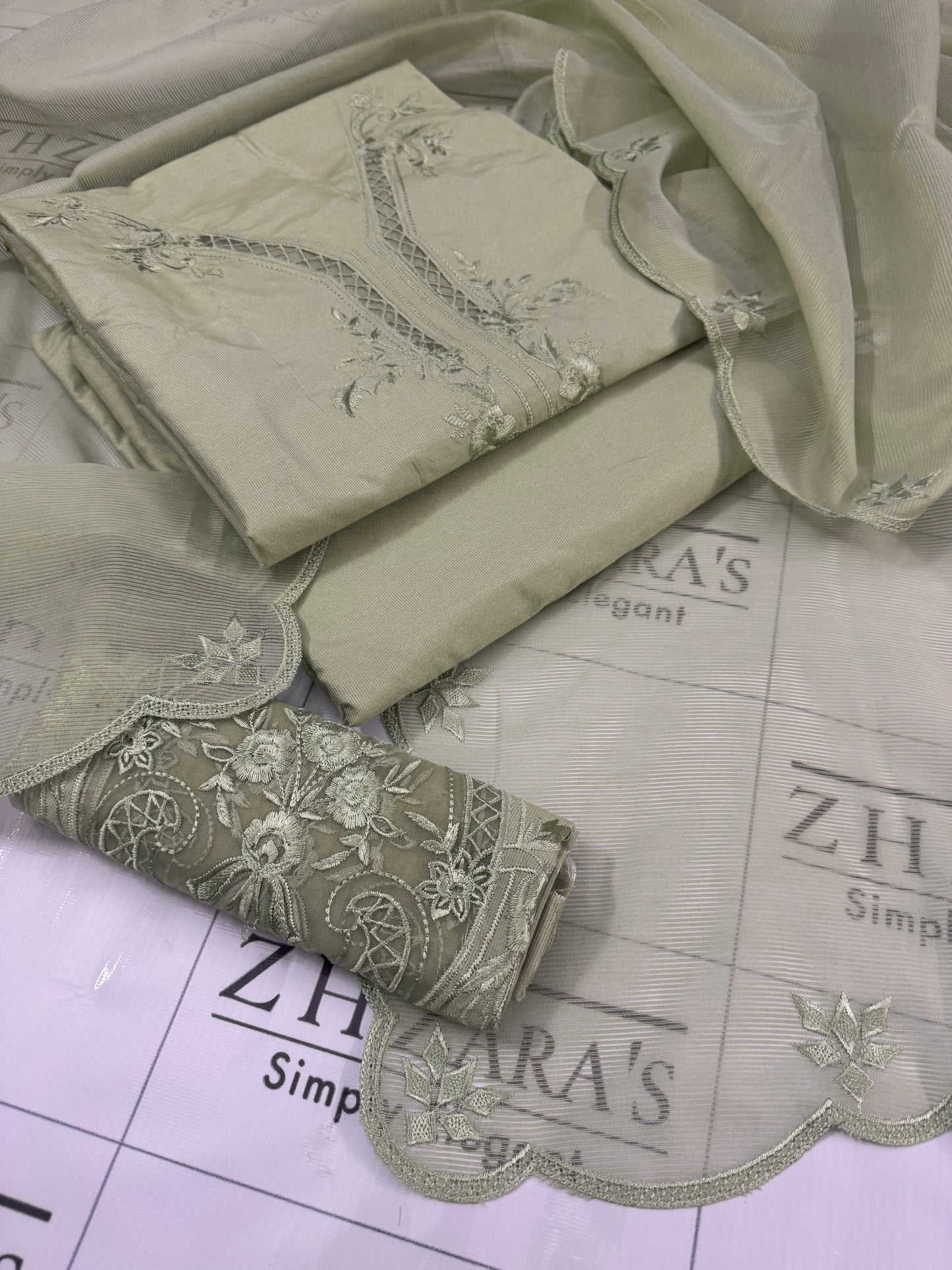 Powder Mint Green Aarzoo 3pc