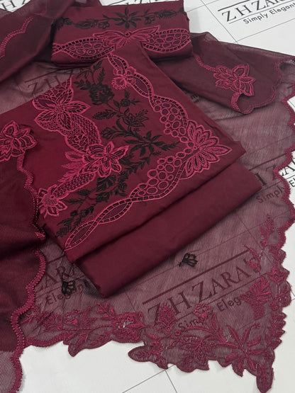Deep Maroon Apsara 3pc