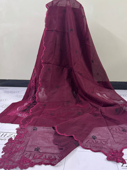 Deep Maroon Apsara 3pc
