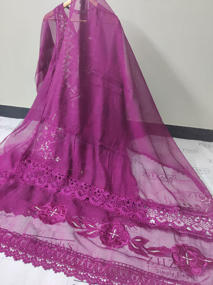 Silk Applique 3pc Magenta Hot Pink