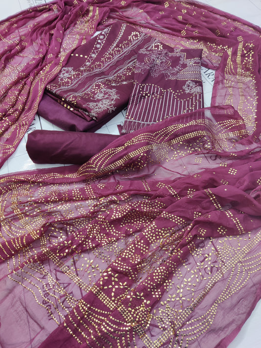 Plum Purple Mukesh 3pc