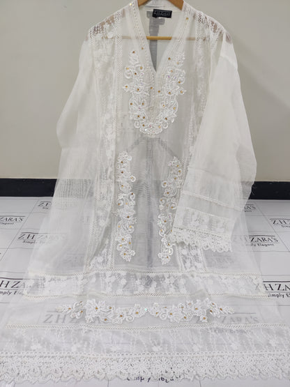 White V2 Cutwork Handwork 2pc