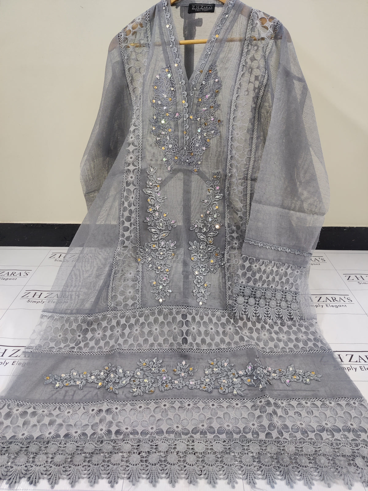 Cutwork Handwork Grey V2 Cutwork Handwork 2pc – Z H Zara's