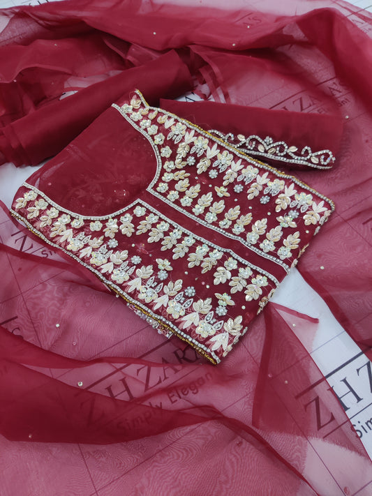 Maroon Hand Embellished 2pc