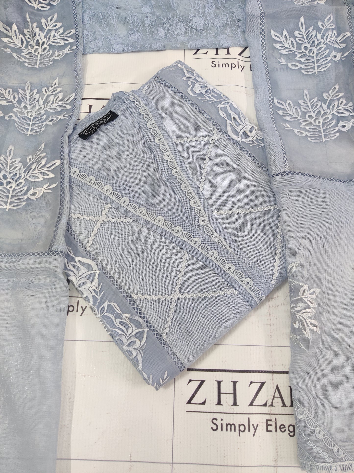 Duppata Cutwork Ice Blue 2pc