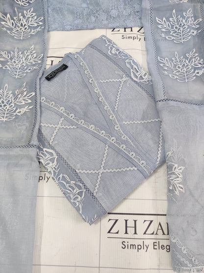 Duppata Cutwork Ice Blue 2pc