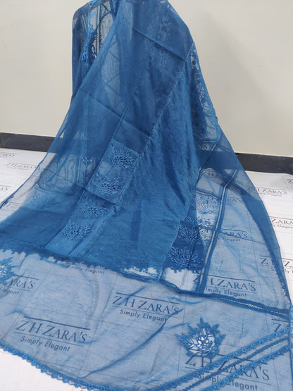 Duppata Cutwork Peacock Blue 2pc
