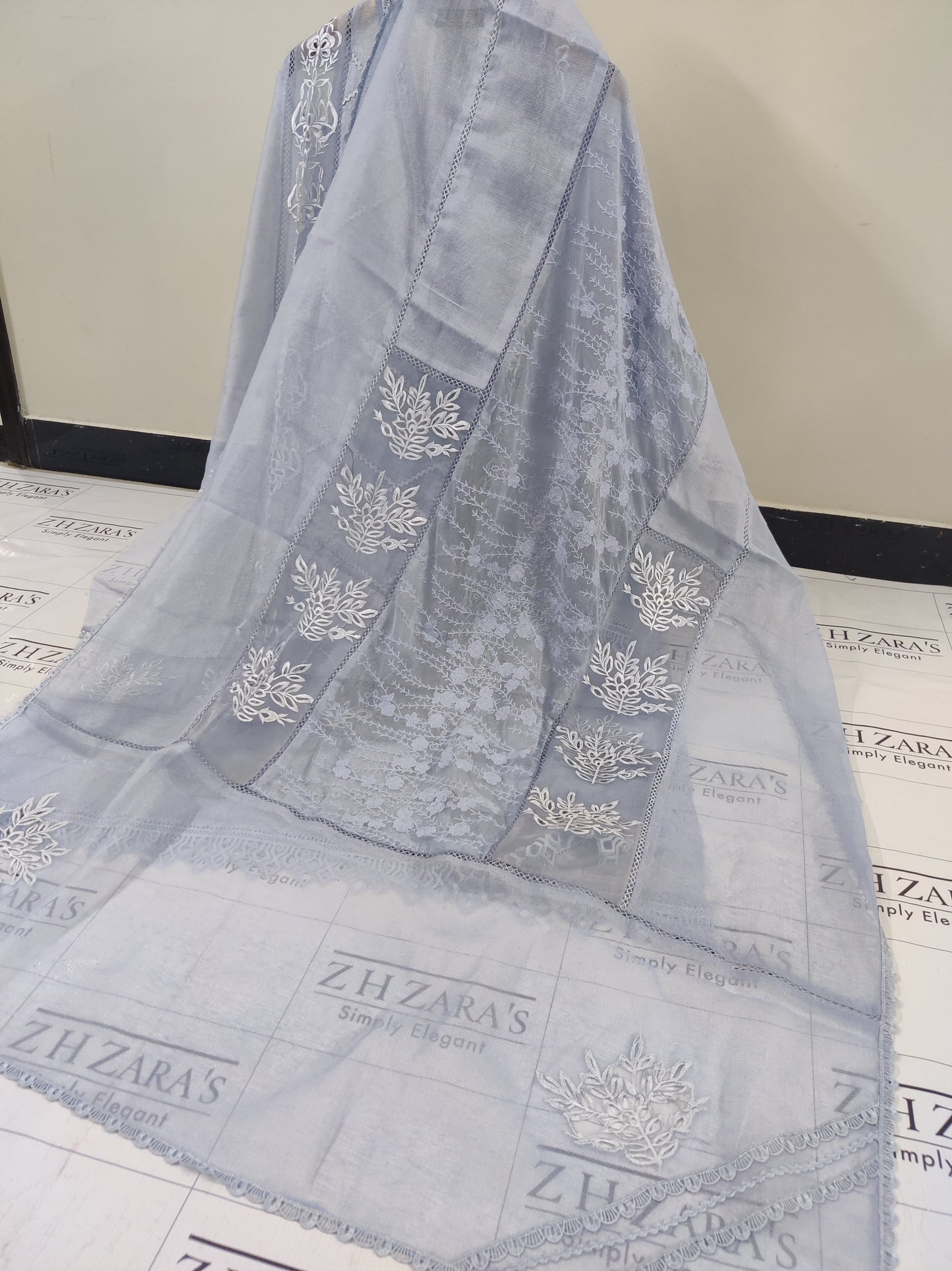 Duppata Cutwork Ice Blue 2pc