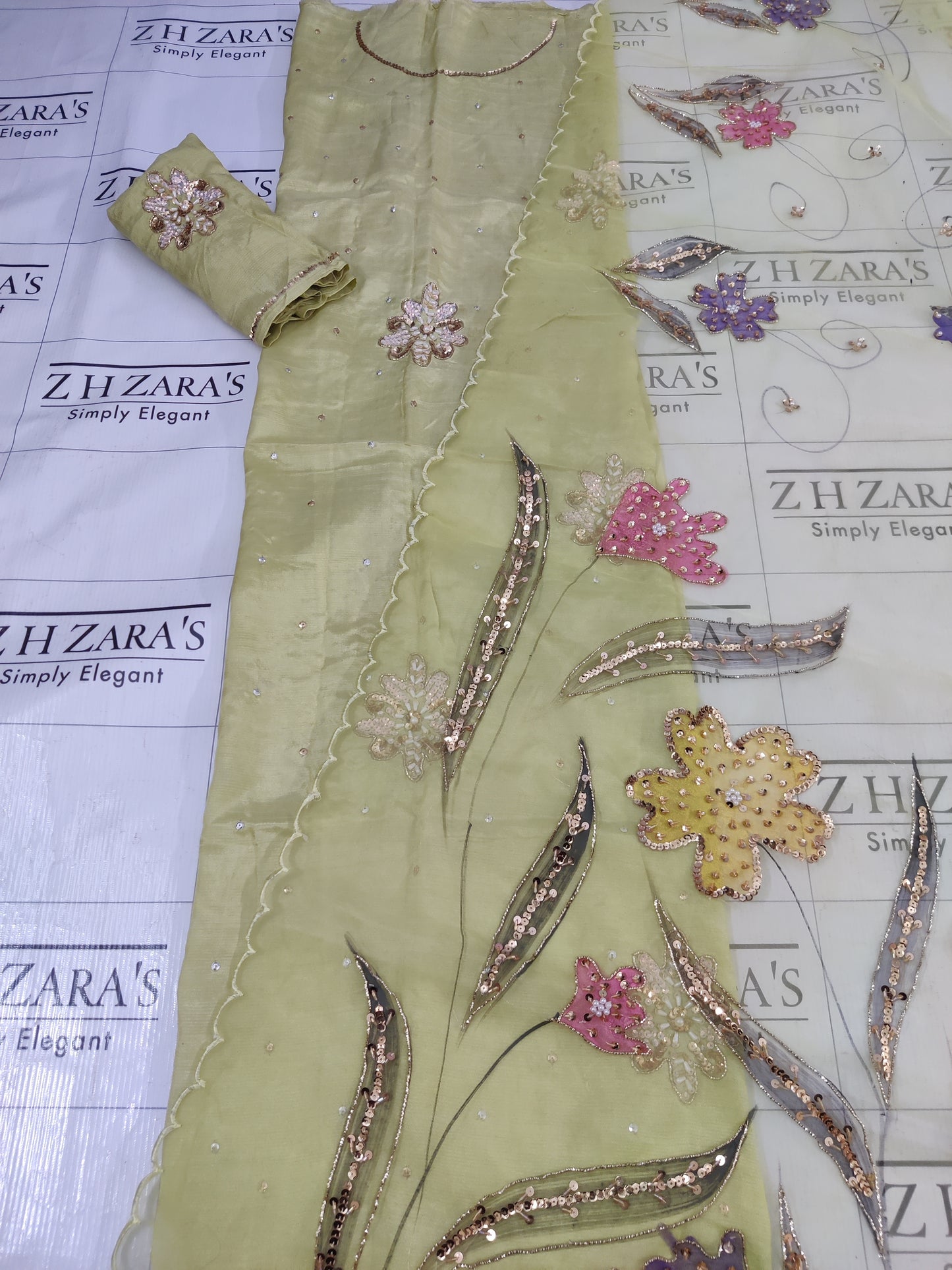 Apple Green Nakshkari 3pc