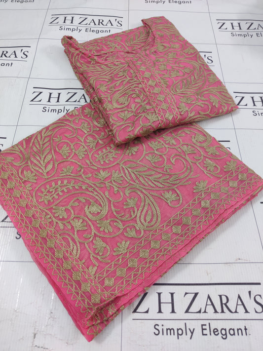 Pink Jaal Stitched 2pc