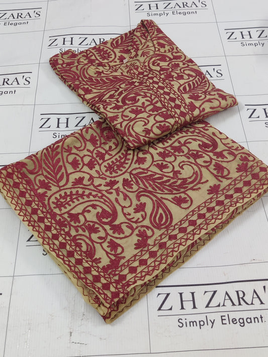 Foan Maroon Jaal Stitched 2pc