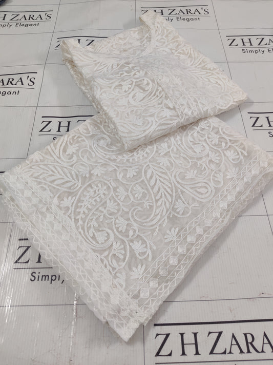 White Jaal Stitched 2pc