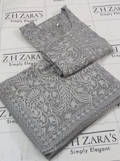 Grey Grey Jaal Stitched 2pc
